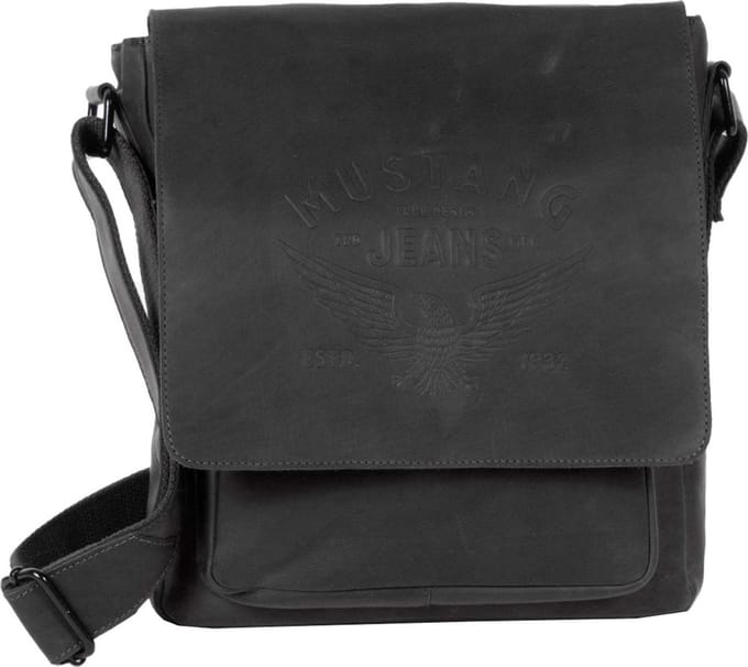 MUSTANG Leren Schoudertas Valencia Pisco Shoulderbag Black Zwart