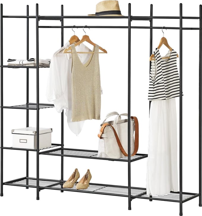 Kledingkast open kast zwart met 6 planken 150x150x40 cm