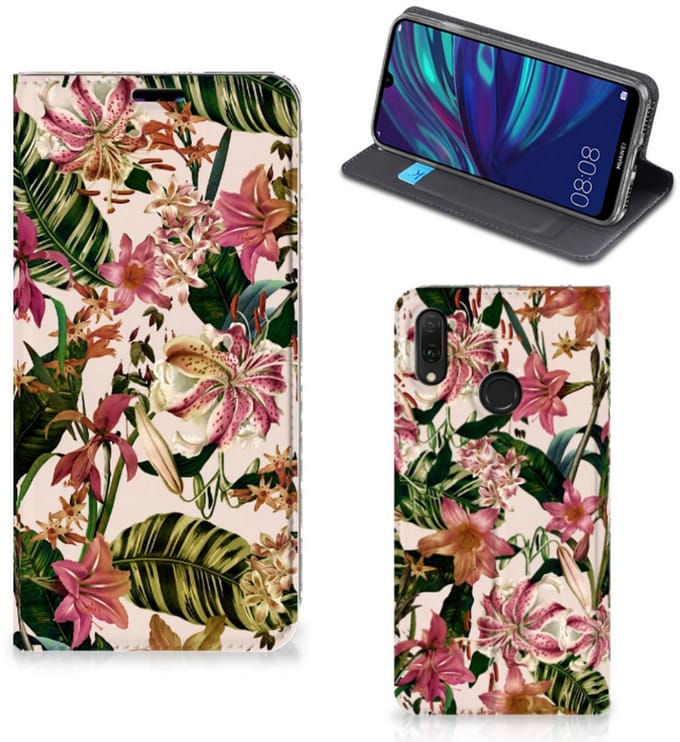 Huawei Y7 hoesje Y7 Pro (2019) Smart Cover Flowers