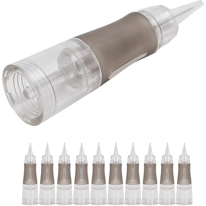 10 stuks Wegwerp Wenkbrauw Tattoo Naalden Microblading Semi-Permanente Make-up Cartridge gray