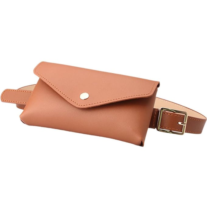Sac banane en cuir pour femme, sac de poitrine, ceinture fine à boucle ardillon écorce tannante