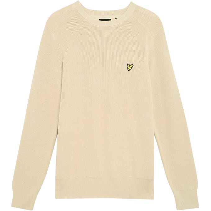 Lyle & Scott Heren Geribbelde Raglan Trui (Grijs Taupe)