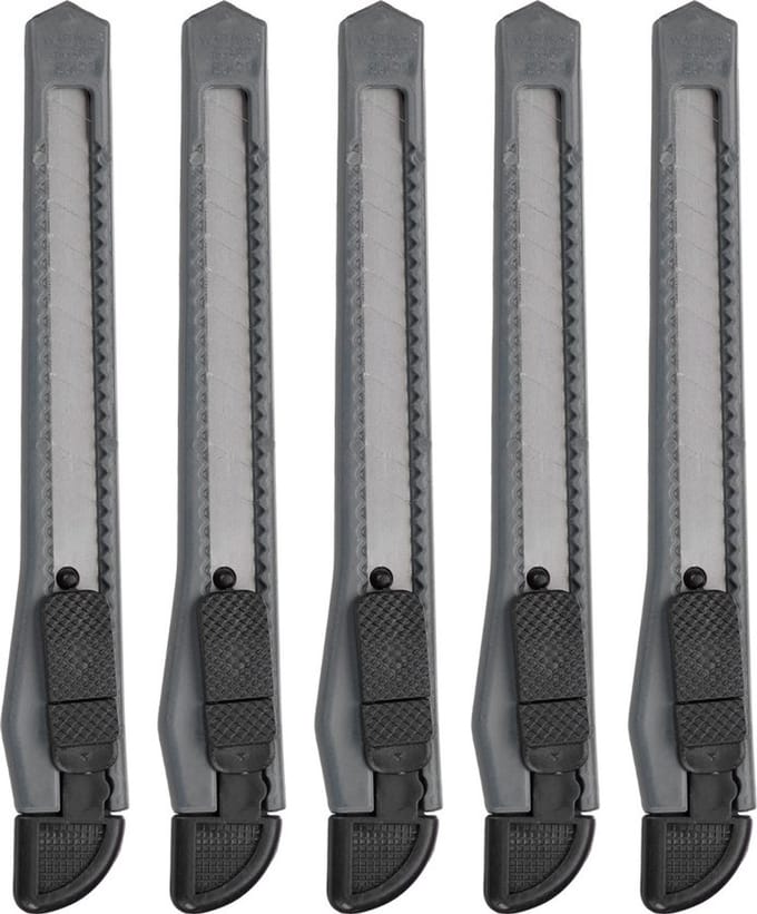 Doodadeals® Breekmesjes 9 mm – Hobbymes Stanleymes – 10-delige Precisieset – Grijs