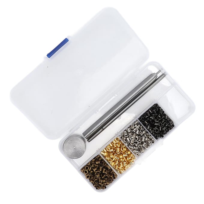 Oogjes 2mm Verguld Koper Metalen Oogjes Kit Veters Riemen Ooggespen Met Plastic Opbergdoos white