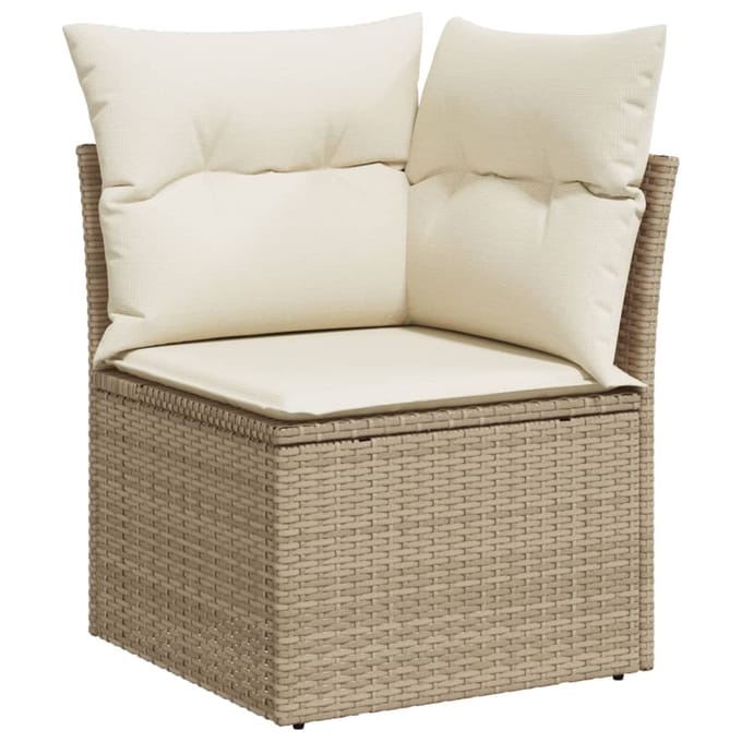 vidaXL - 9-delige - Loungeset - met - kussens - poly - rattan - beige