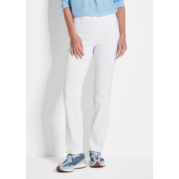 Onderhoudsarme broek CARLA van bengaline - wit - Gr. 27 van Goldner Fashion