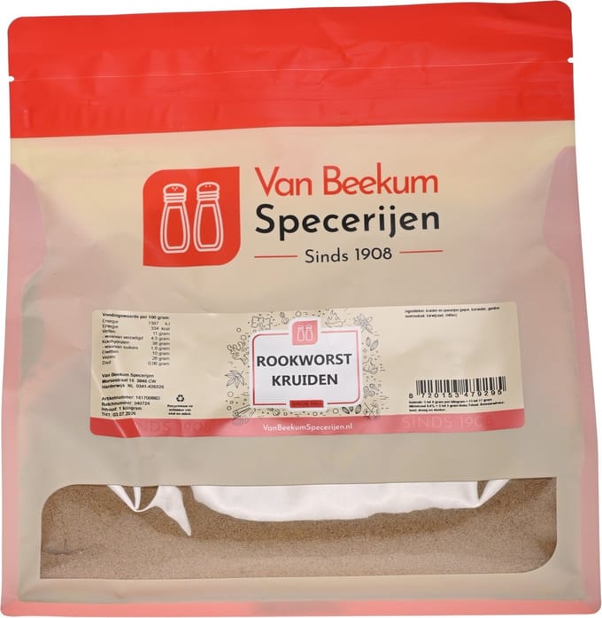 Van Beekum Specerijen - Rookworst Kruiden - 1 KG (hersluitbare stazak)