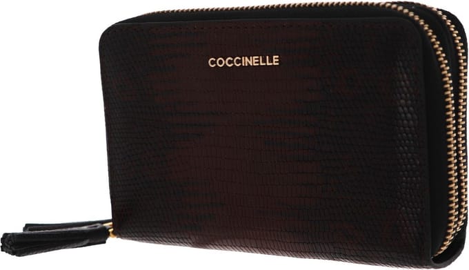 COCCINELLE Leren Portemonnee Tassel Tejus Zip Around Wallet Chocolate Bruine