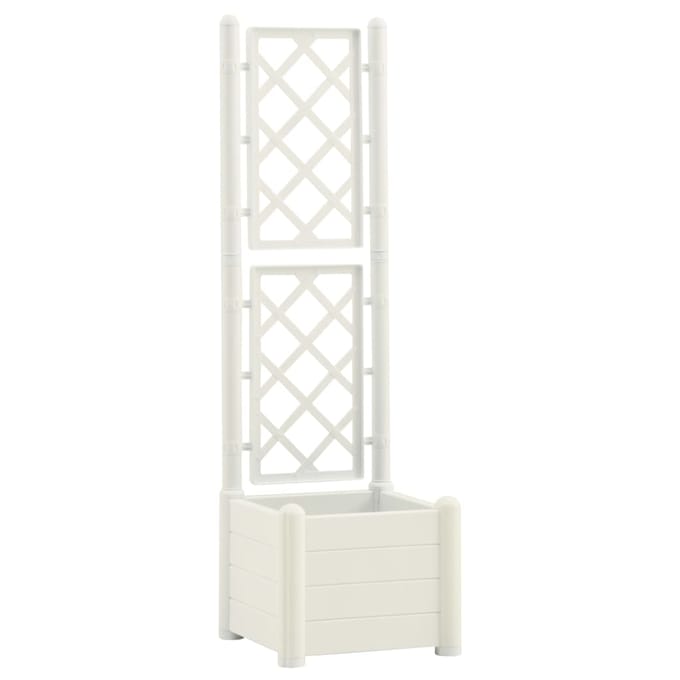 vidaXL - Plantenbak - met - latwerk - 43x43x142 - cm - PP - wit