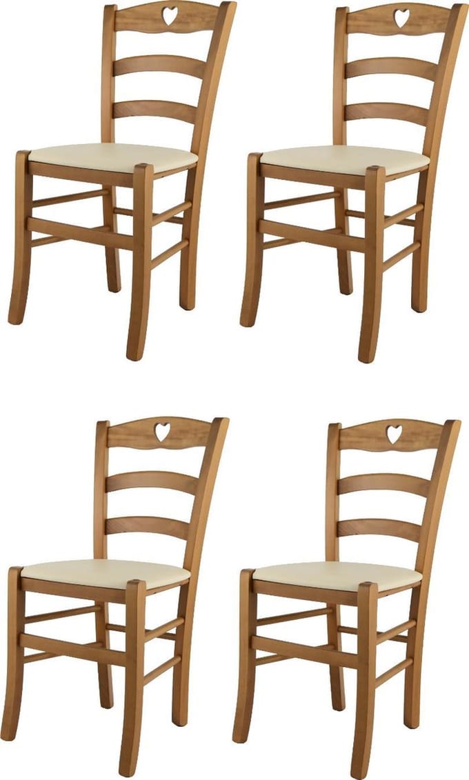 Tommychairs Cuore - Eetkamerstoelen - Set van 4 - Eikenhout - Kunstleer