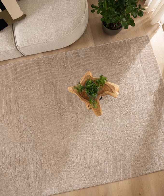 Scandinavisch vloerkleed - Contour Leaf beige 80x150