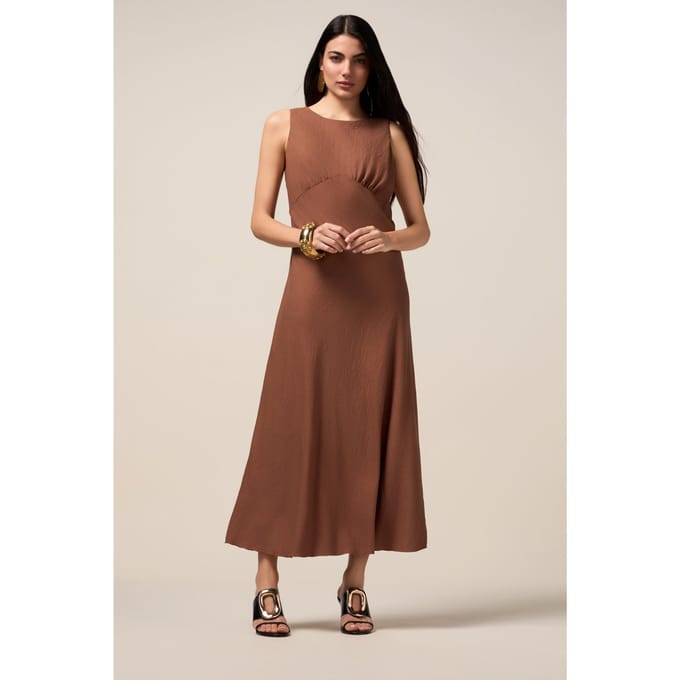 Oltre Fluid Long Dress With Draping Brown Größe: 48 | Maxikleider Outlet | Damen | Braun