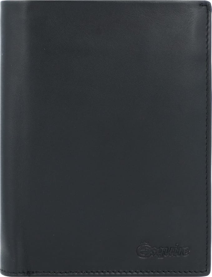 Esquire Leren Portemonnee New Silk Wallet High with Flap Black Zwart