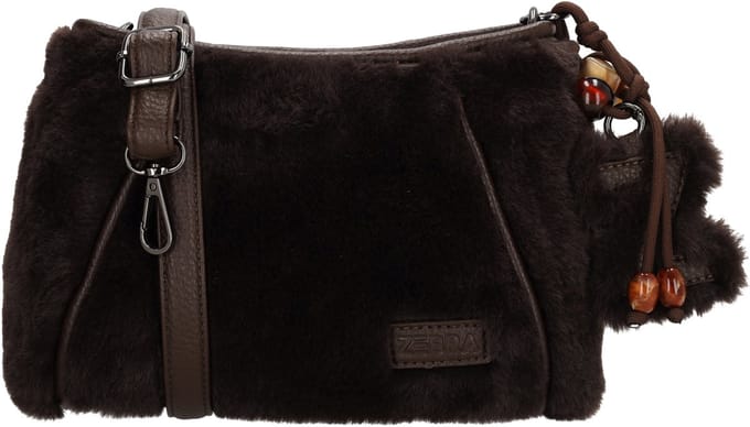 Zebra Trends Jolie Crossbodytas - Bont - Schoudertas - Damestas - Compact - Bag Charm - Donkerbruin