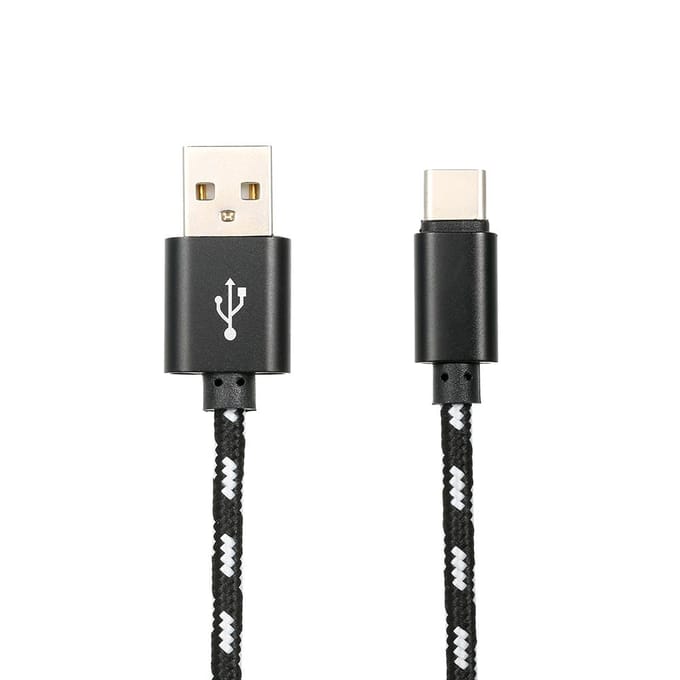 USB Type C-oplaadkabel Oplaadgegevenskabel TypetoC-telefoonkabel Datasynchronisatie Nylon gevlochten zwart