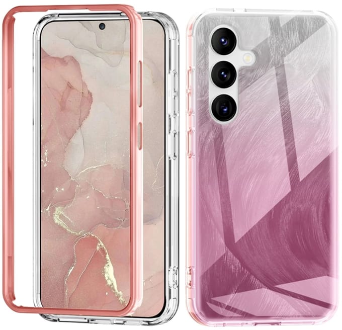 Voor Samsung Galaxy S24+ 5G 2 in 1 IMD Gradient Feather PC + TPU telefoonhoesje (lichtroze)