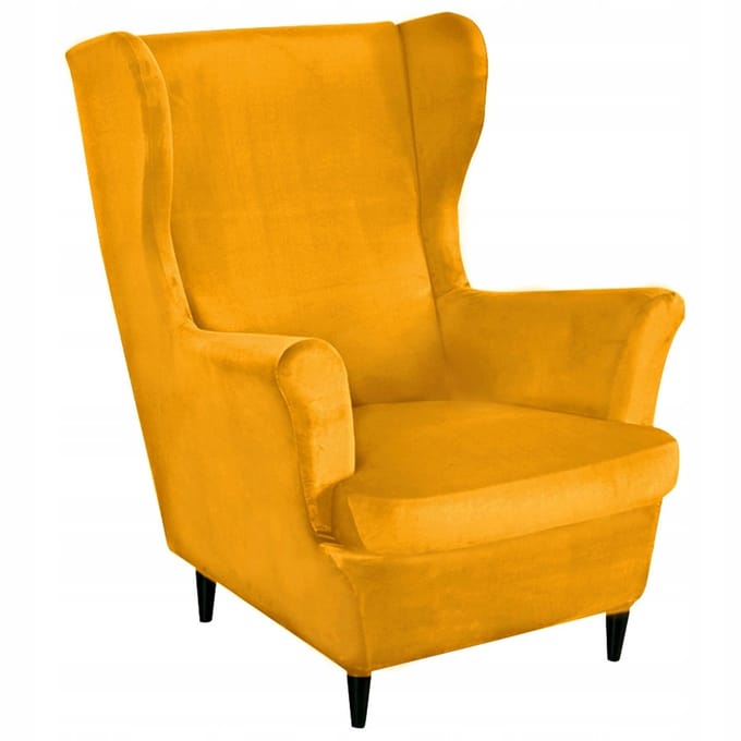 Ubieramy-meble - Hoes voor Oorfauteuil - Mustard Velours - Elastisch