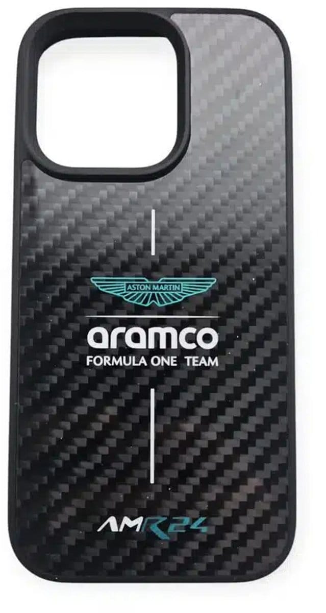 Aston Martin - Backcover - iPhone 16 Pro Max - Carbon ARM24 Logo - Zwart