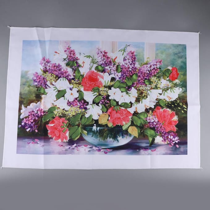 Lintborduurset Bloemen Cross Stitch Kit DIY Schilderen 50x70cm veelkleurig