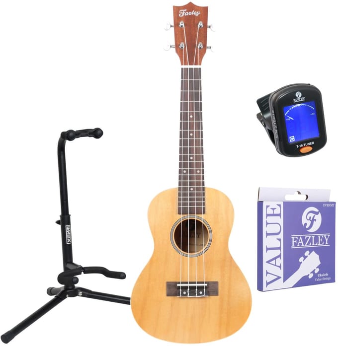 Concert Ukelele starterset - incl. tuner, snaren en standaard - Hout