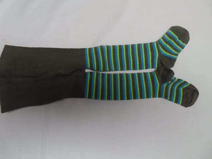 Maillot - Collant - kousenbroek - kaki - streepje - 9/12 maand