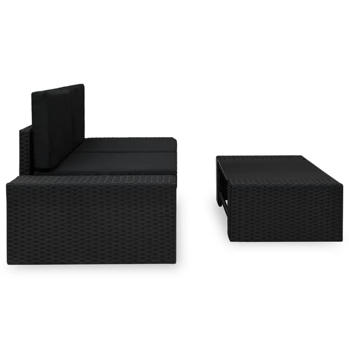 vidaXL - 3-delige - Loungeset - poly - rattan - zwart