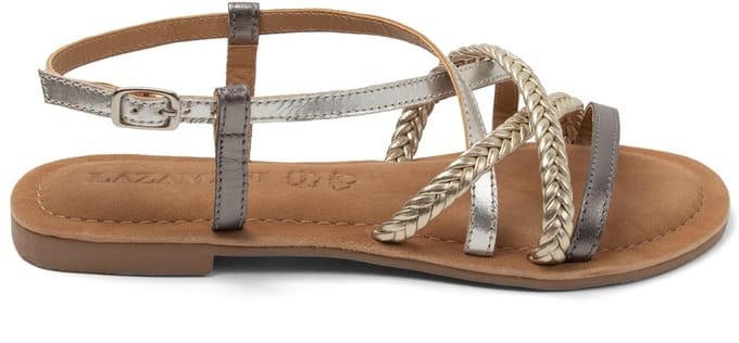Lazamani - Gea Dames Sandalen Leer Silver - Maat 37