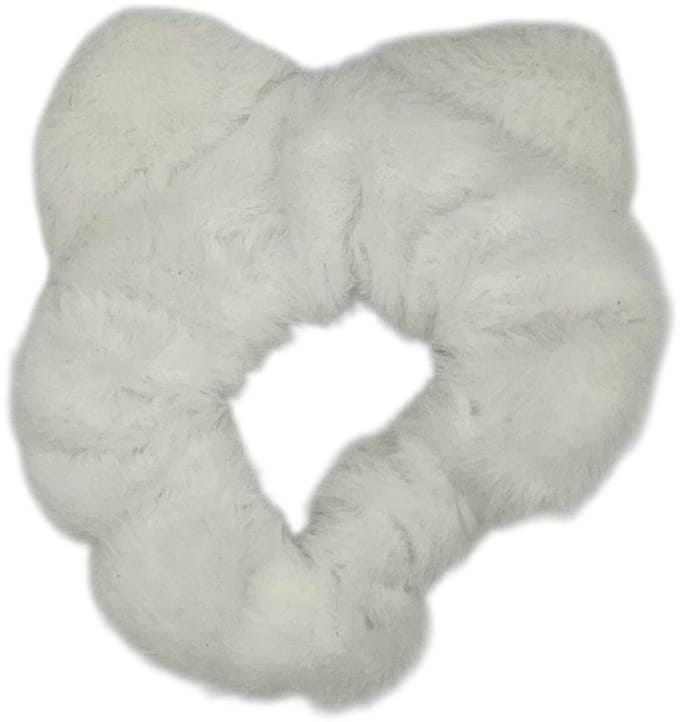 Scrunchie - elastiek - zachte furry stof - met oortjes - wit
