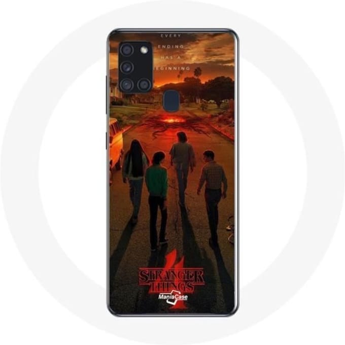 Coque pour Samsung Galaxy A21S Stranger Things Saison 4 Affiche Art Equipages de la Nouvelle Théorie