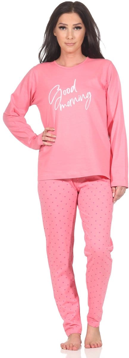 Normann dames pyjama lange mouw in polkadots look