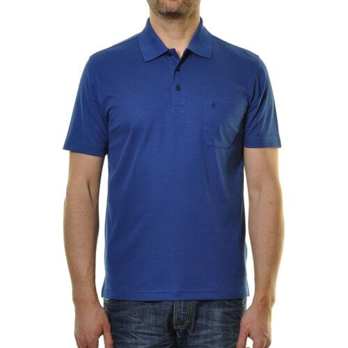 Ragman Polo Softknit Fine Stripe Easy Care Royal Blue / male