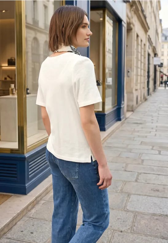 Shirt met V-hals en knoopsluiting
