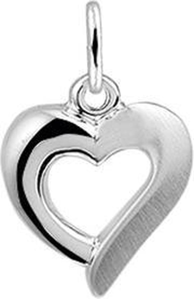 hanger hart poli/mat zilver gerhodineerd