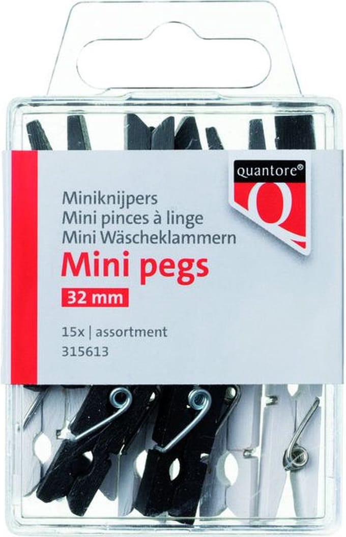 Miniknijper hout quantore 34mm assorti | 10 stuks