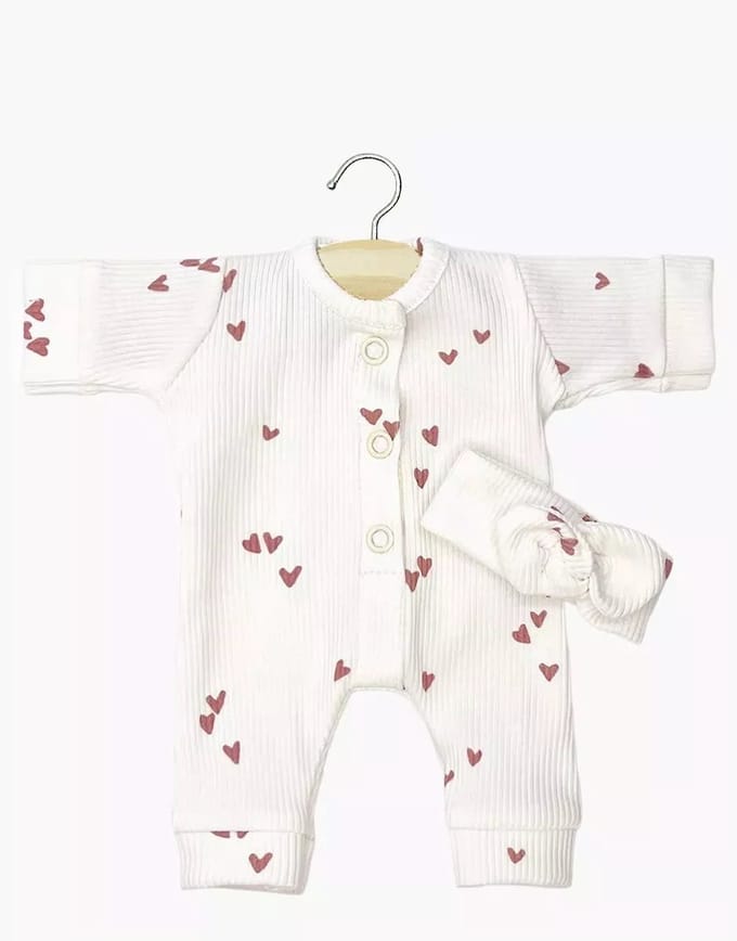 Minikane Poppenkleding Boxpakje Lili Wit Hartjes 28 cm