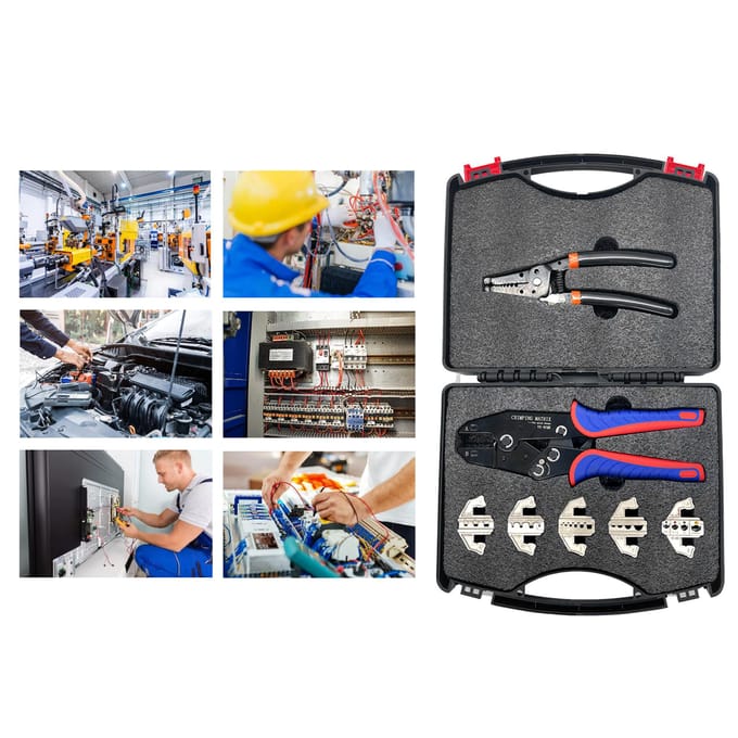 Quick Change Krimpgereedschapset met doos Multifunctionele rateldraadstripper Kabelterminal 7 PCS veelkleurig