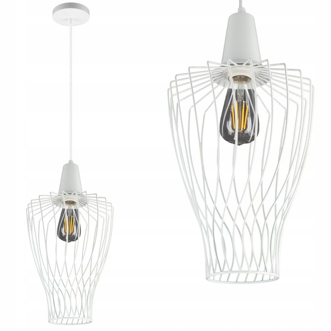 Witte Hanglamp Loft Stijl E27 Metaal - 130cm Verstelbaar