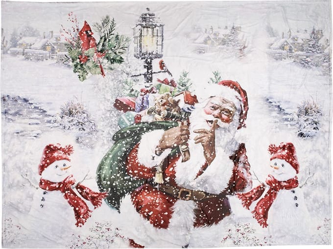 Clayre & Eef Plaid 130x170 cm Wit Rood Polyester Kerstman