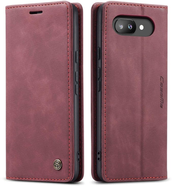 Luxe Flip Case met RFID Bescherming Kaarthouder en Magneetsluiting voor Google Pixel 9a _ Wijnrood