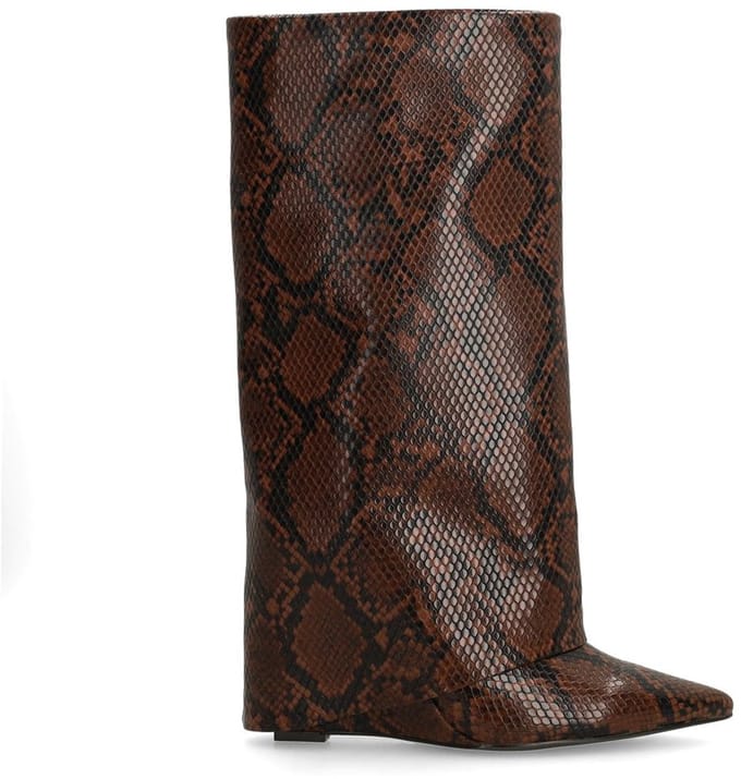 Sacha - Dames - Snake hoge sleehak laarzen met flap - Maat 40