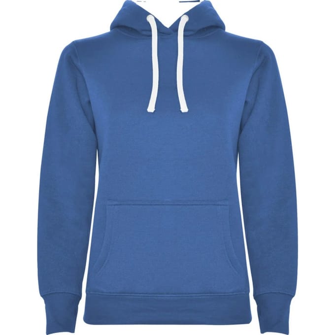 Roly Dames/Dames Urban Hooded Polycotton Sweatshirt (Koningsblauw/Wit)