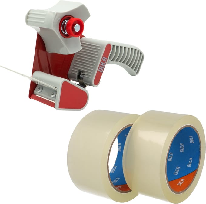 DULA Taperoller - Tape dispenser + 2 rollen 50mmx66m verpakkingstape