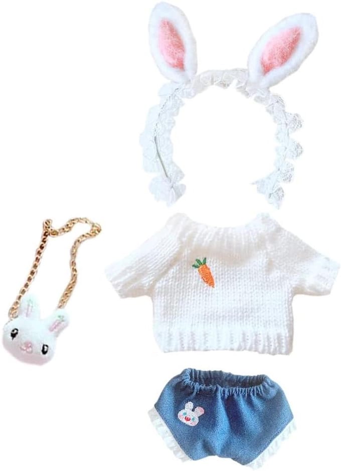 Pluche Pop Kleding - Accessoires Set - Poppen Aankleden - 4-Delige Set - 20cm Poppen