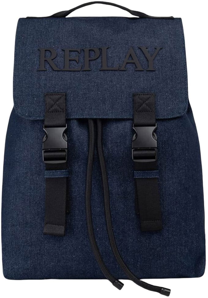 REPLAY vrijetijdsrugzak rugzak Flap Backpack Night Denim donkerblauw