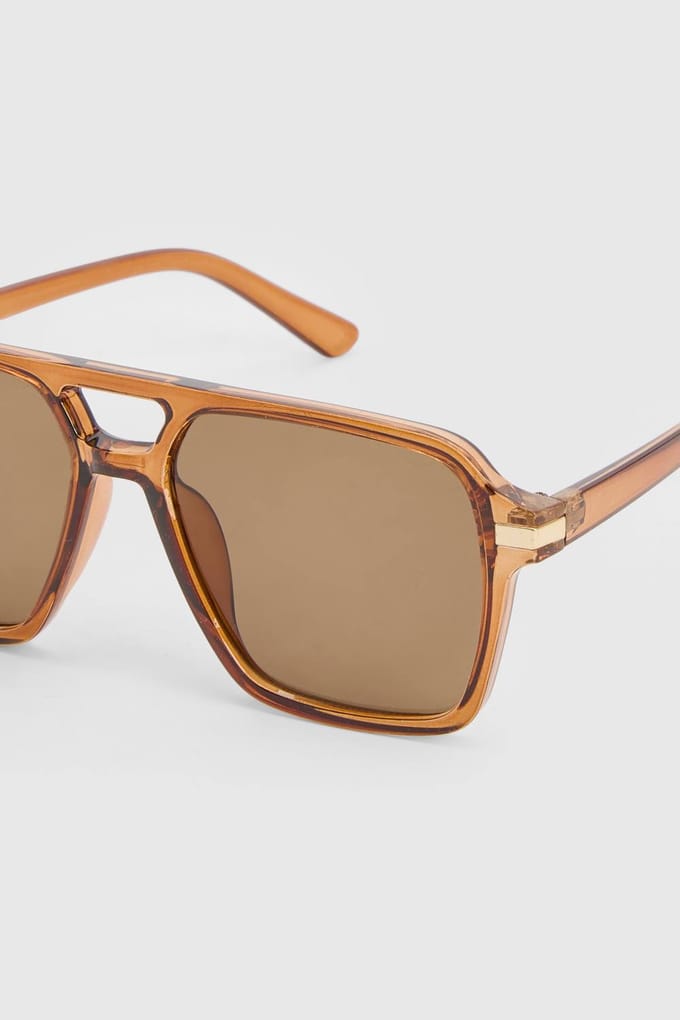 boohoo Dames Dikke Chocoladebruine Pilotenzonnebril
