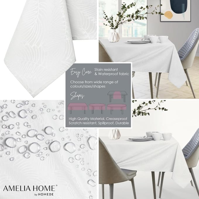 Tafelkleed - Linnenlook - Diner Decoratie - Waterafstotend - 140x350cm - Wit