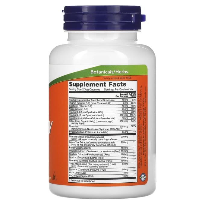 NOW Foods, Energie Supplement, 90 Plantaardige Capsules