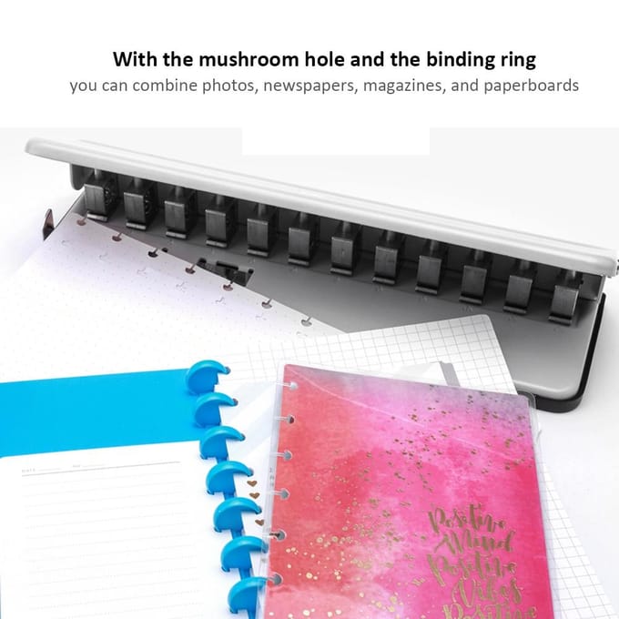 Perforateur de trous champignon réglable multifonction Machine à perforer les trous pour reliure papier (gris) rose