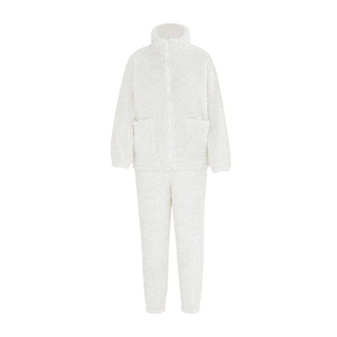 Miso Dames Sherpa Fleece Loungewear Set (Wit)