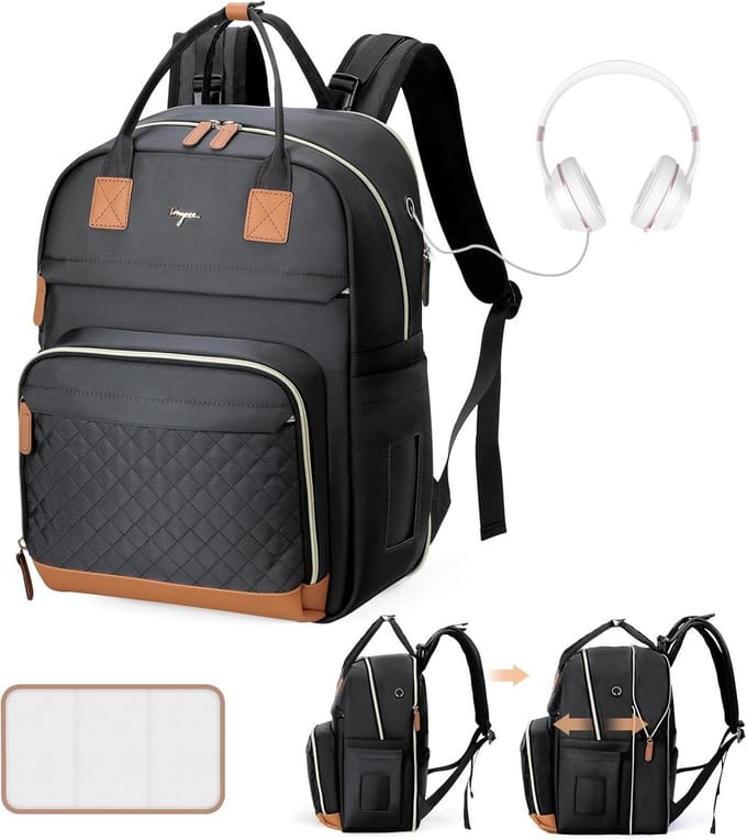 Grote Uitbreidbare Luiertas Rugzak met Aankleedkussen – Multifunctionele Mommy Bag